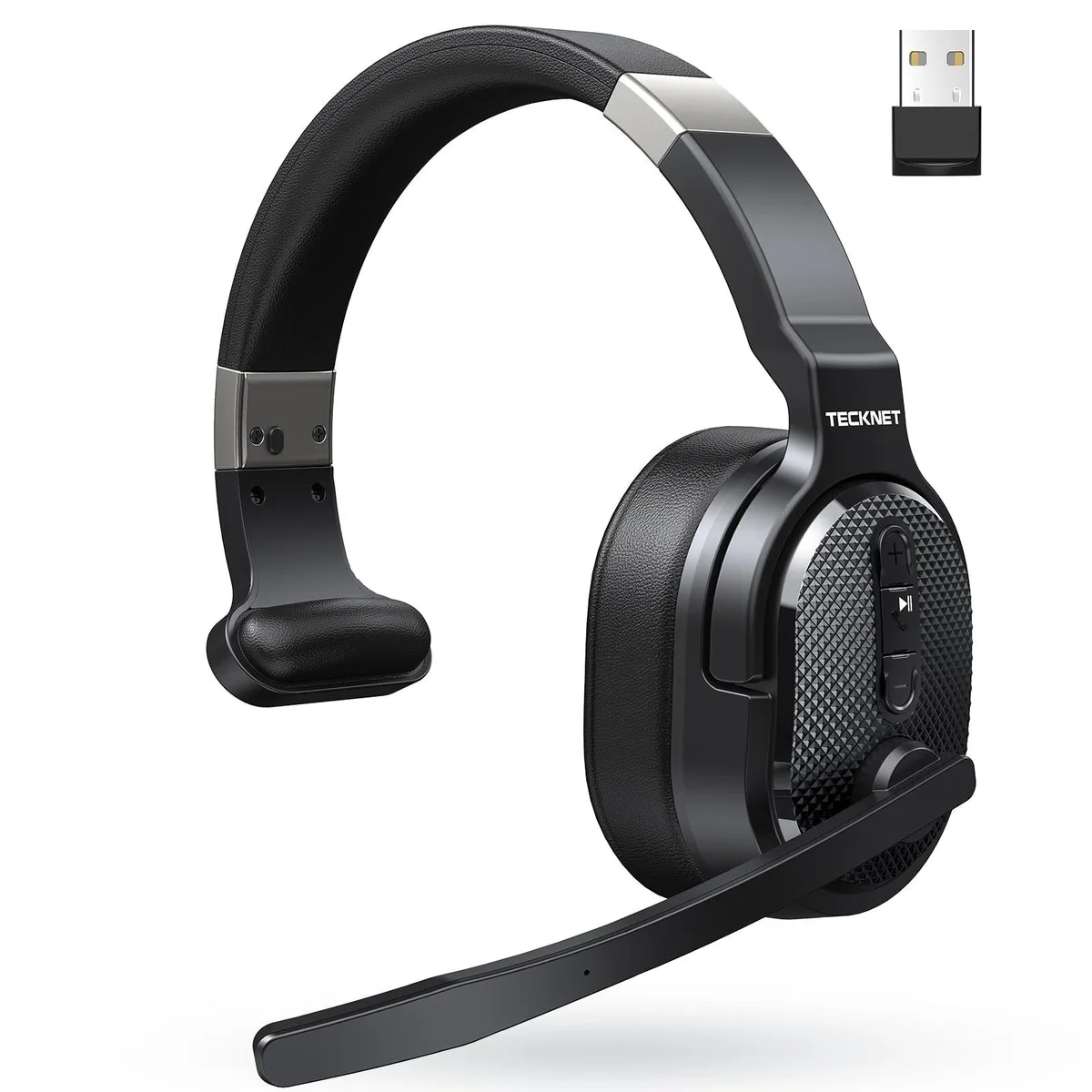TeckNet TeckNet Trucker Bluetooth Headset 70h 5.2 USB Dongle ENC 270 mic 2 in 1 accessory — product photo