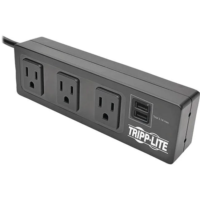 Tripp Lite Tripp Lite TLP310USBC 3-Outlet Surge Protector 510J 2 USB 3.1A 10ft Cord Desk Clamp — product photo