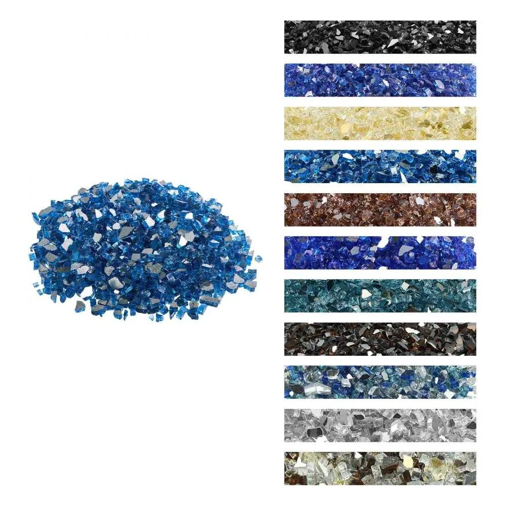 Pacific Blue crushed tempered glass rocks 10 lbs 12.7 mm