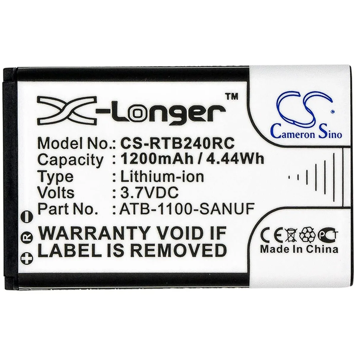 Rectangular lithium-ion battery pack, dark finish, compact 53 by 33.9 by 5.7 mm size