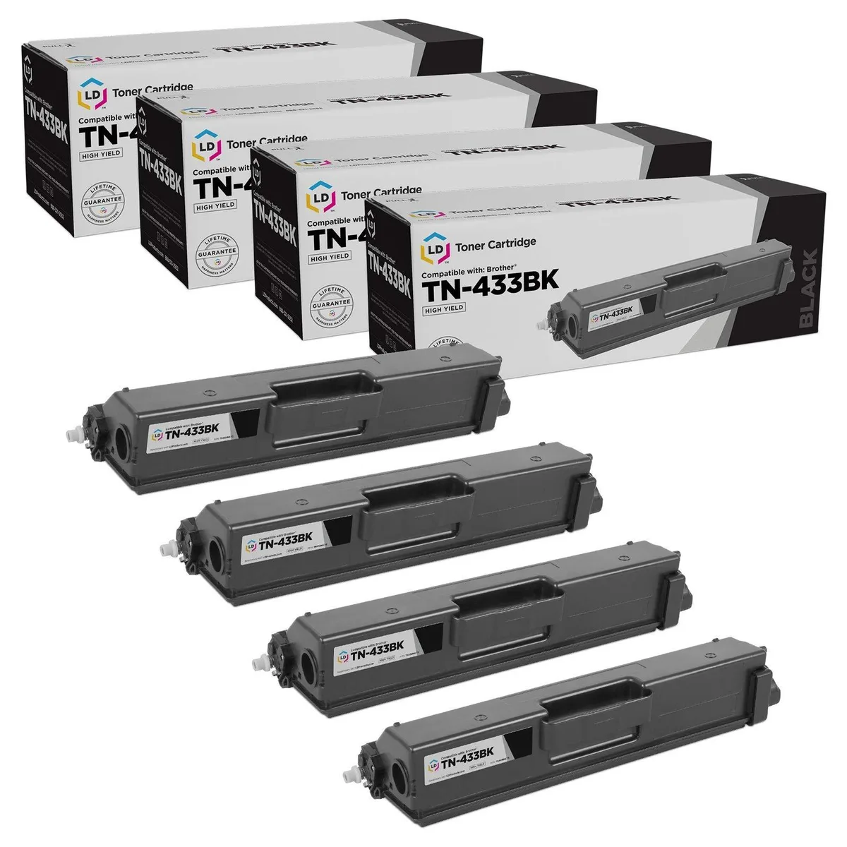 LD Products LD Products Compatible Toner Cartridge Brother TN433BK High Yield Black 4-Pack — product photo