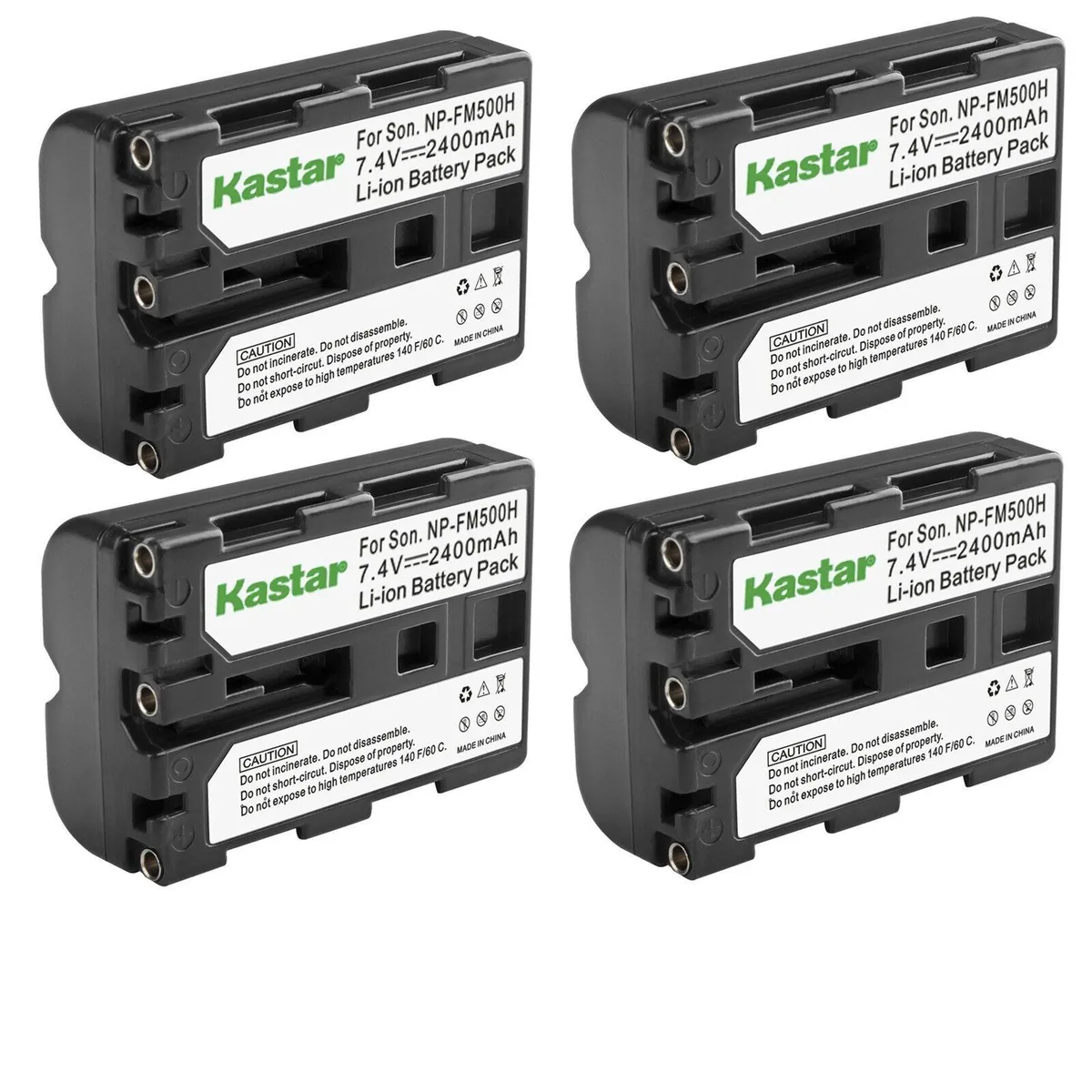 Kastar Kastar NP-FM500H 4-pack 7.4V 2400mAh camera battery for NP-FM500 BC-VM10 AC-SQ950 charger — product photo