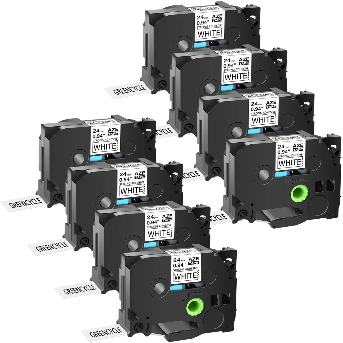 GREENCYCLE GREENCYCLE AZE-S251 Label Tape 24mm 8m 8PK — product photo