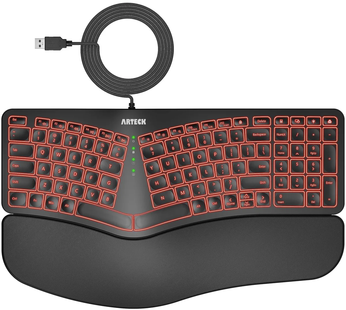 BoYata BoYata Ergonomic Split Keyboard with Wrist Rest &amp; 7-Color Backlight 2 in 1 accessory — product photo