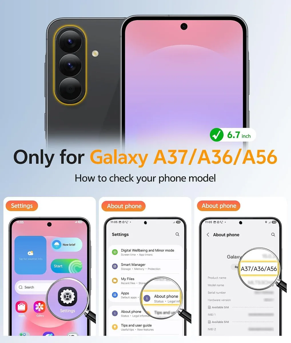 Transcend Transcend Galaxy A37/A36/A56 5G Case Matte Translucent MagSafe 14ft Drop Screen Protector Black — product photo