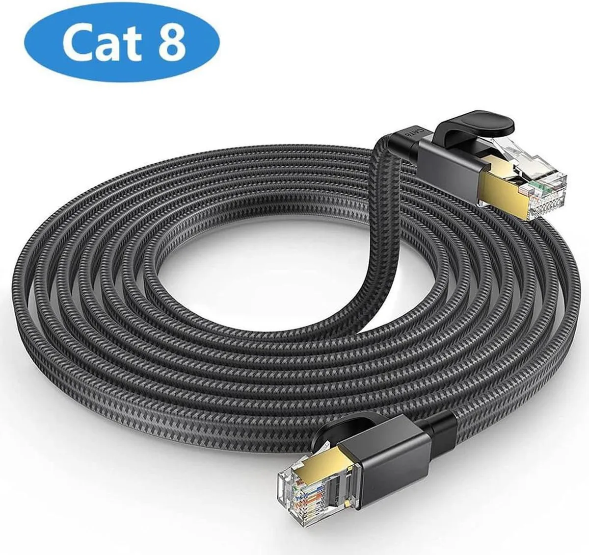 Vszerda Vszerda Cat 8 Ethernet Cable 26AWG Flat Braided 6.6ft — product photo