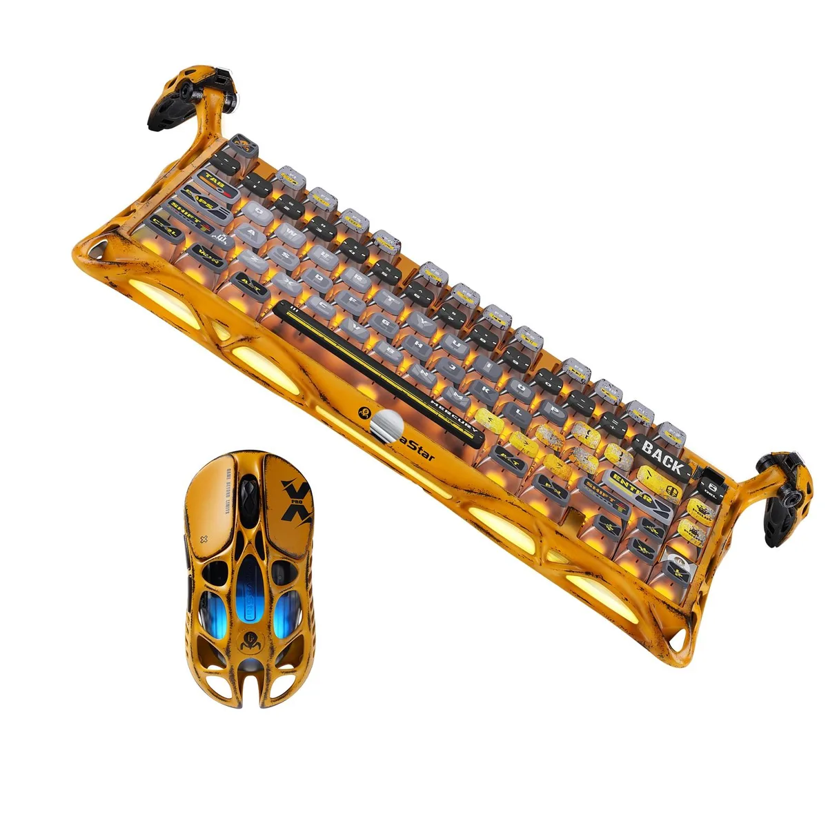 GravaStar GravaStar Combo Mercury X PRO Battle Worn-Yellow mouse &amp; K1 PRO keyboard — product photo
