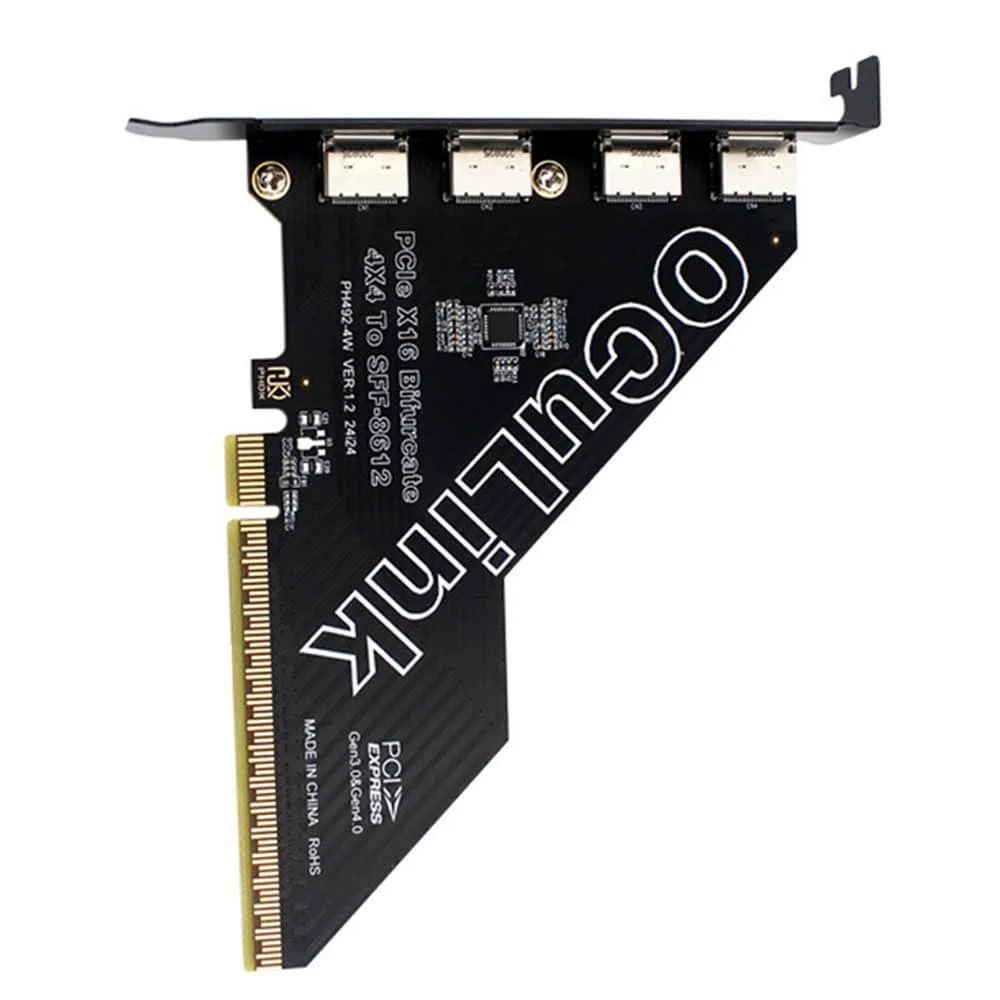 Fervit Fervit 4 Port PCIe 4.0 x16 Oculink Adapter 12cm Bracket — product photo