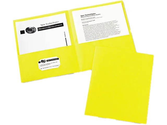 Avery Avery 47992 Two-Pocket Embossed Paper Portfolio, Yellow, 25/Box — product photo