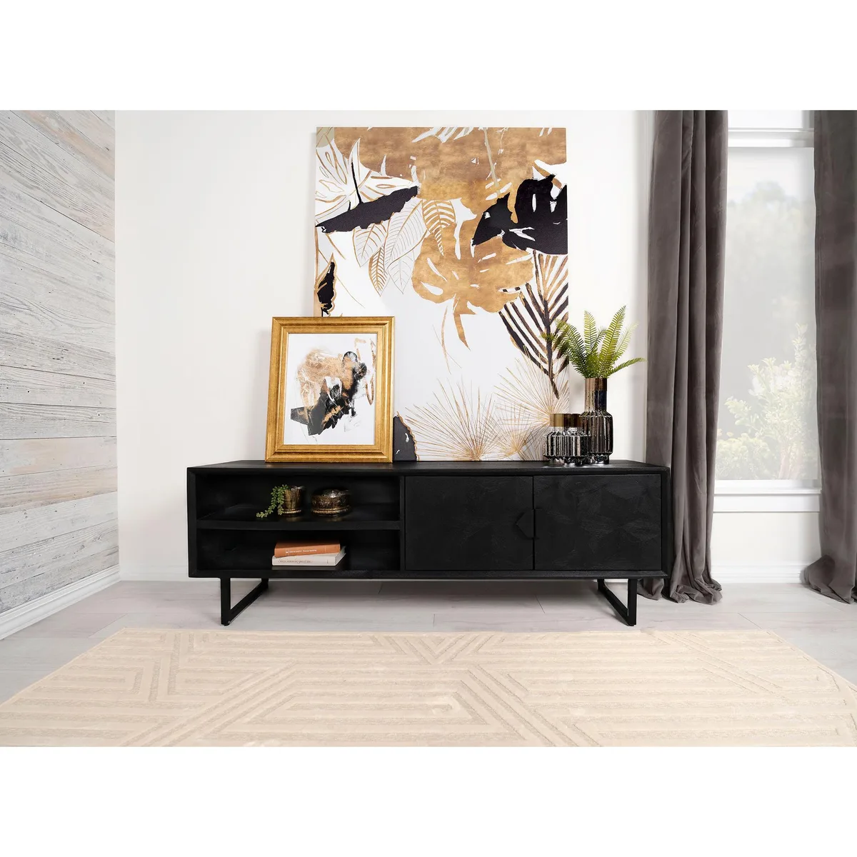 tuphen tuphen Charcoal Black 2-Door TV Stand — product photo