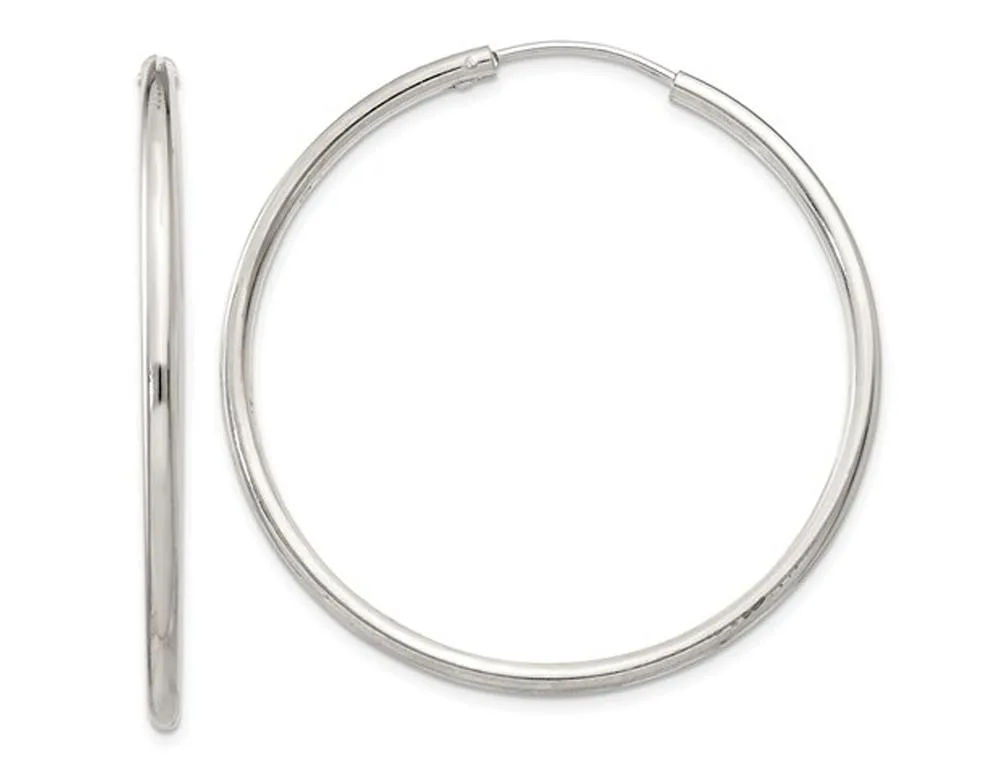 Large sterling silver hoop earrings, 2.0mm thick, 925 stamp