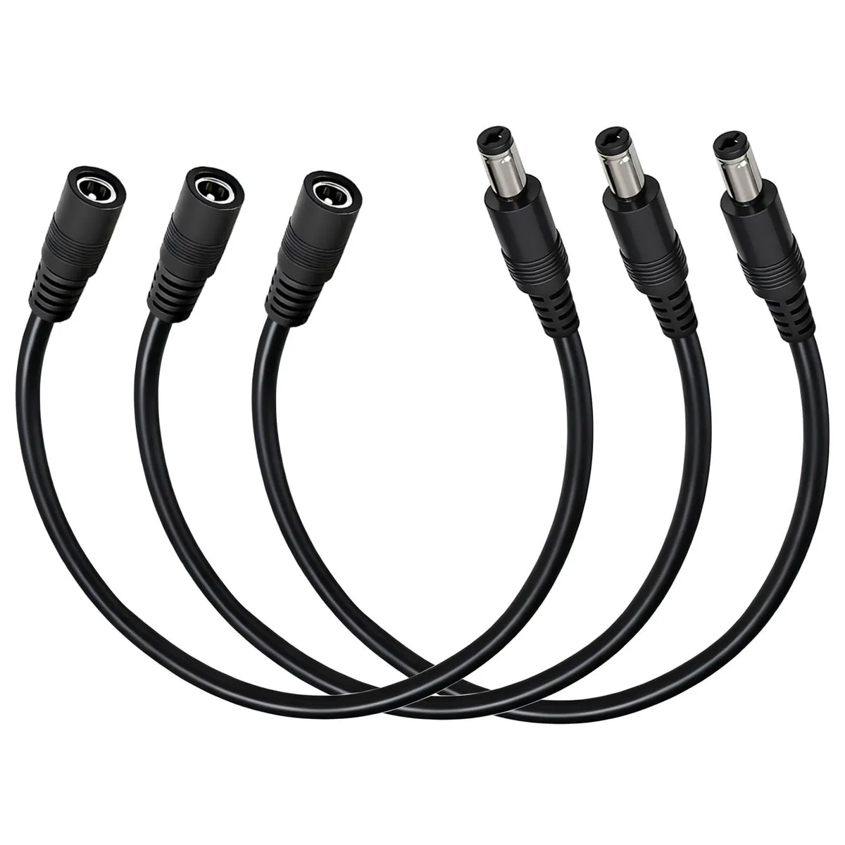  GGIPOWY DC5525 18AWG power extension cord 3-pack 1ft — product photo