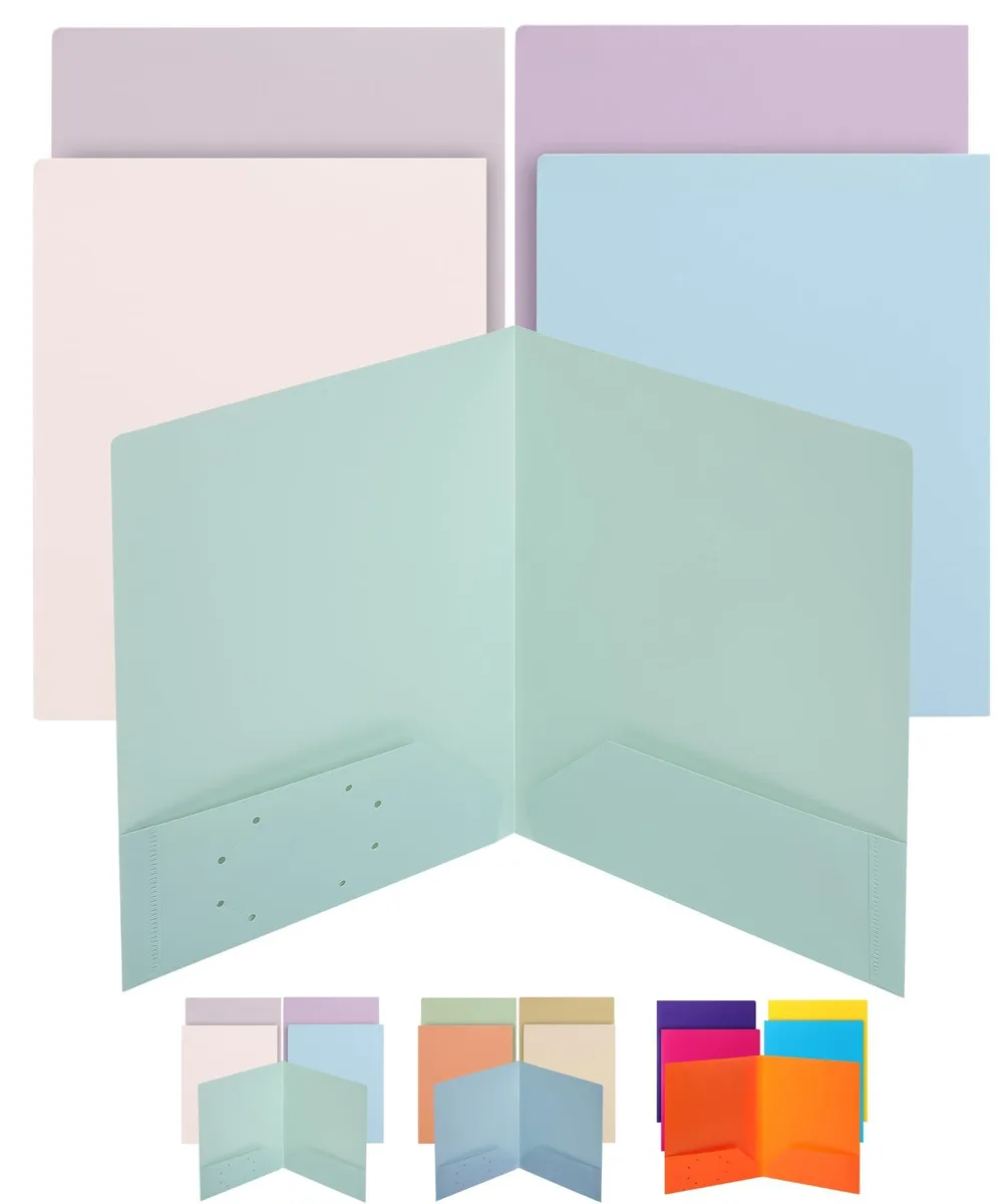 Five translucent polypropylene folders with two pockets each
