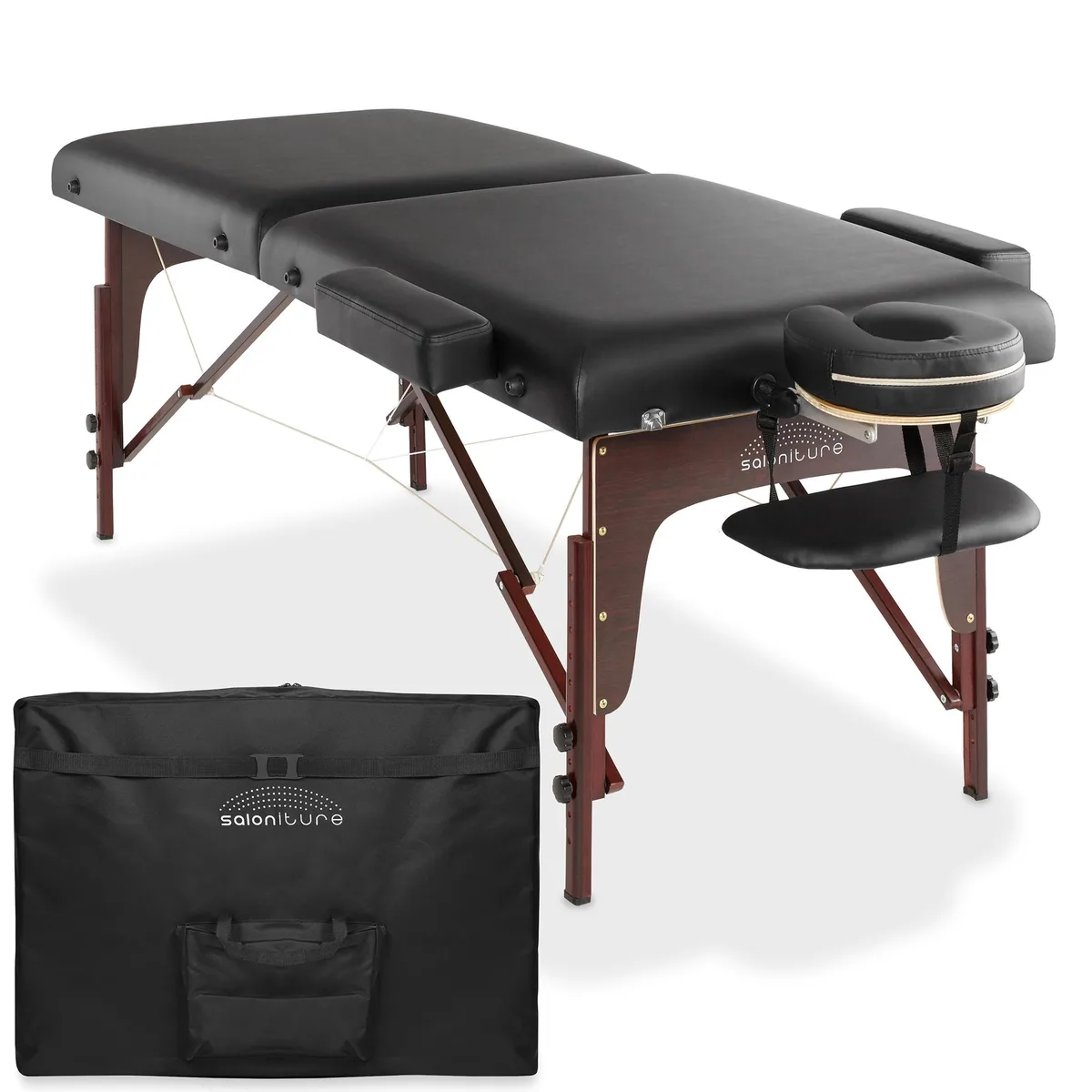 Saloniture Saloniture Portable Bi-Fold Massage Table Black 73x29 450lb — product photo