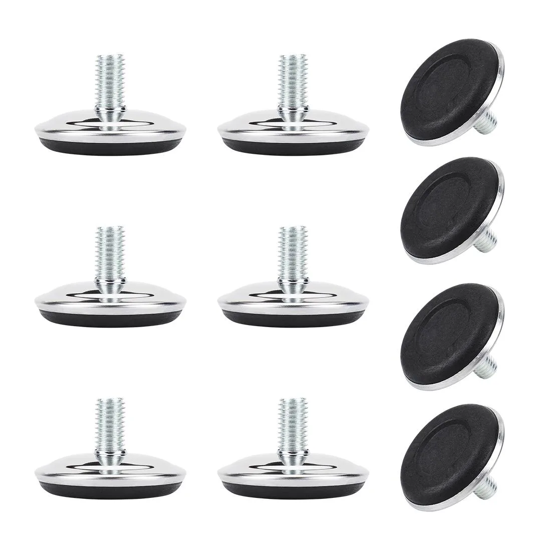Ten M10 threaded leveling feet with 17mm plastic bases and 50mm adjustable stems