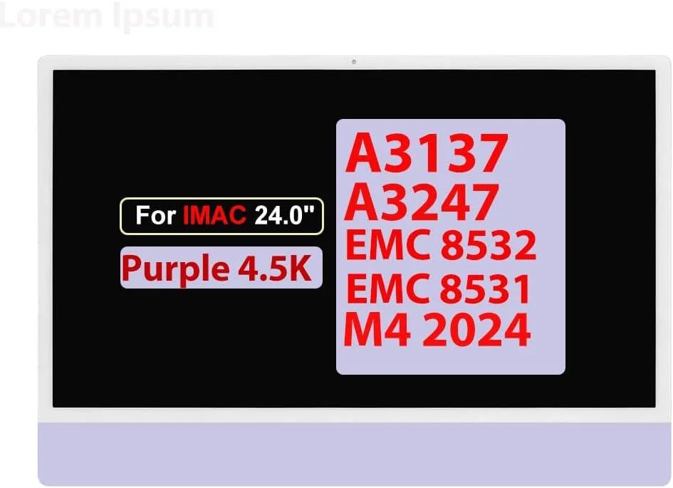 NUOLAISUN NUOLAISUN 24.0" 23.5" Retina LCD Screen for iMac A3137 A3247 M4 2024 EMC 8532 8531 LM235UH1-SDE1 .6cm Purple — product photo