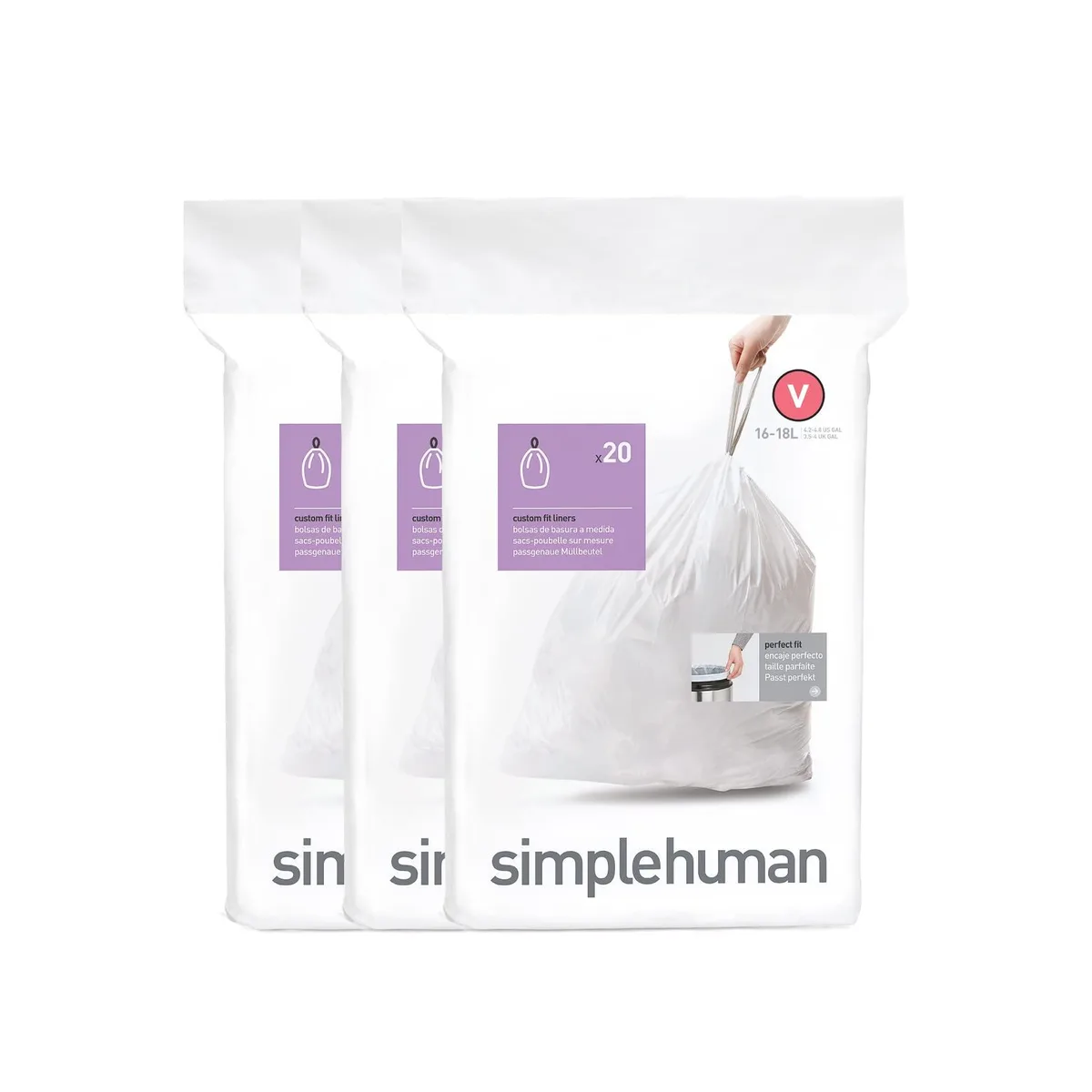 White drawstring trash bags in quick-dispense pack