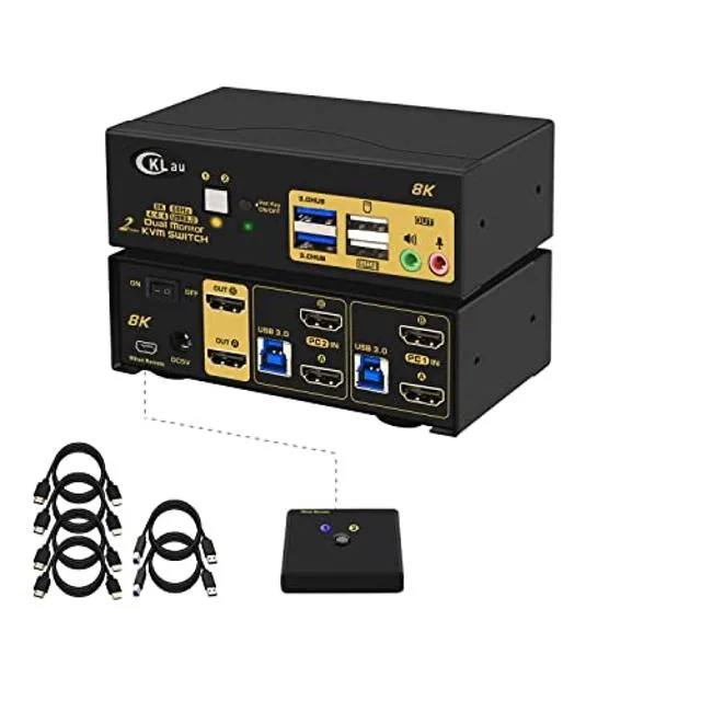 CKLau CKLau 2 Port 8K60Hz 4K144Hz Dual Monitor KVM Switch HDMI — product photo