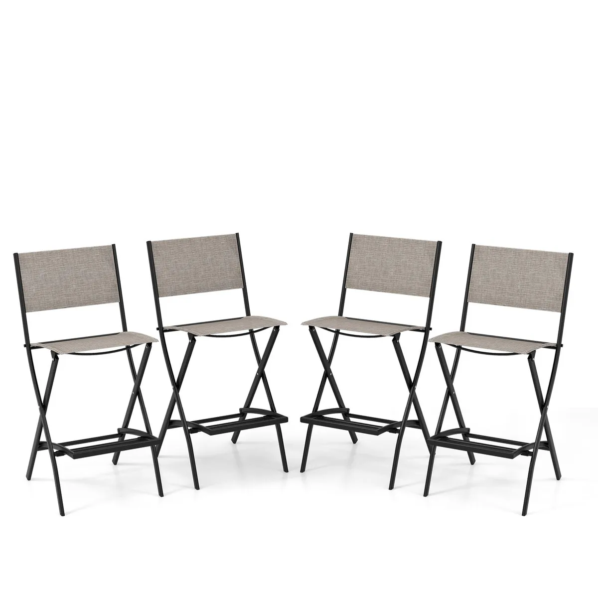 SlickBlue SlickBlue Folding Bar Stool Set of 4 Coffee 28" Seat 11" Footrest — product photo