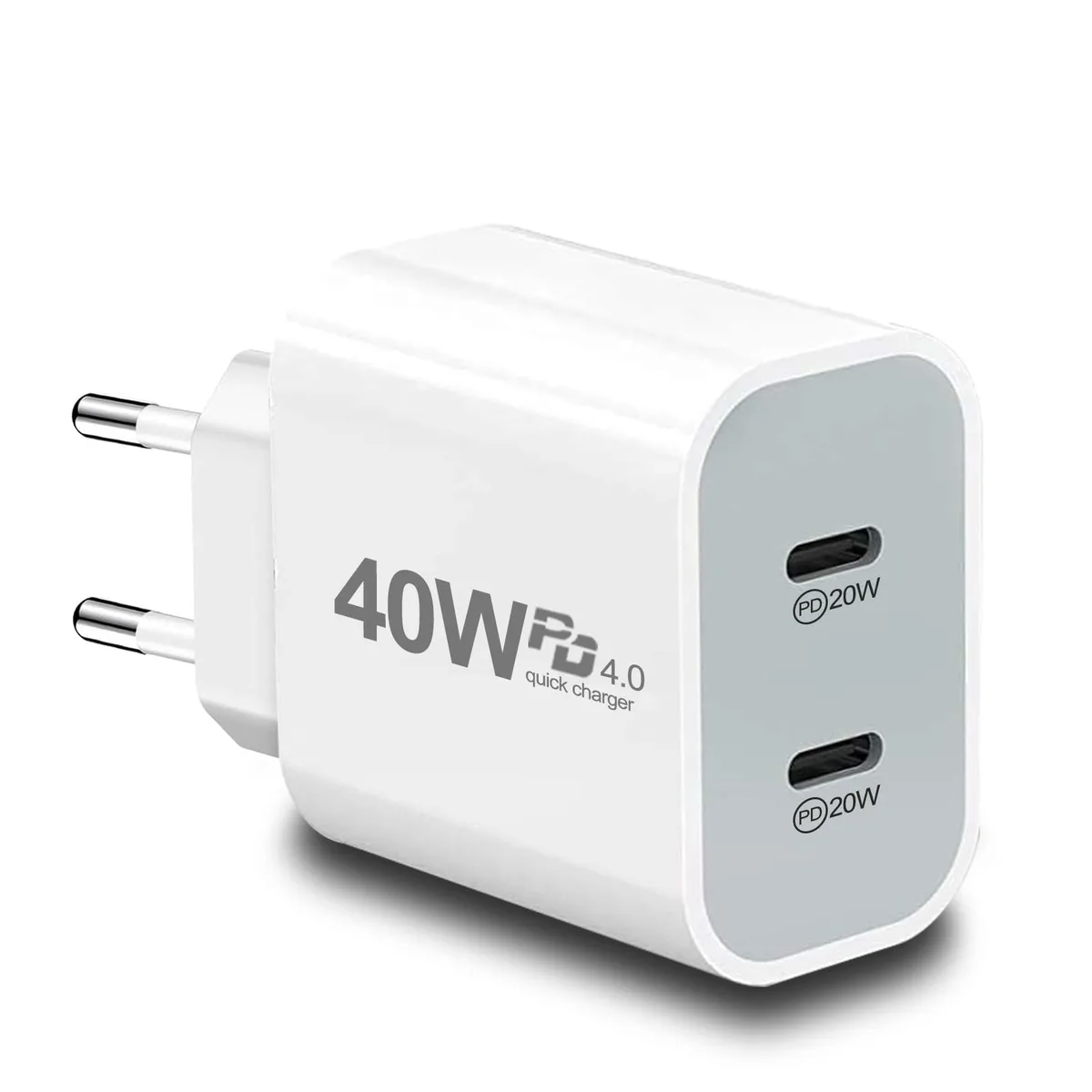 No Sew No Sew 40W PD4.0 Dual USB-C EU Travel Charger — product photo