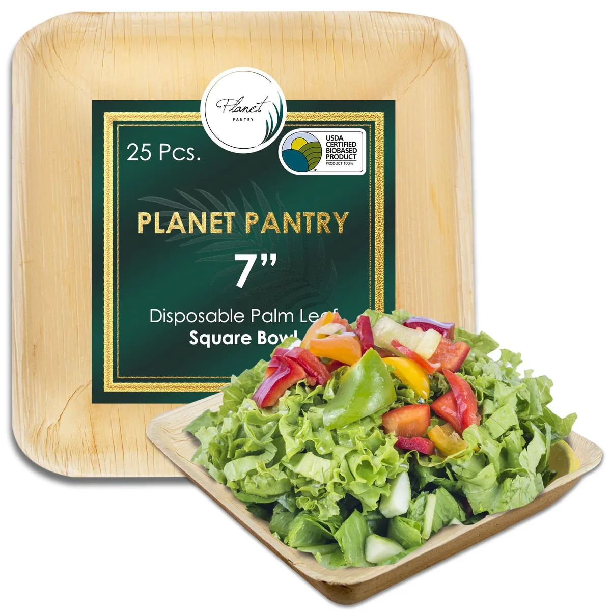 Planet Pantry Planet Pantry Disposable Palm Leaf 7" Square Bowl 25 pcs — product photo