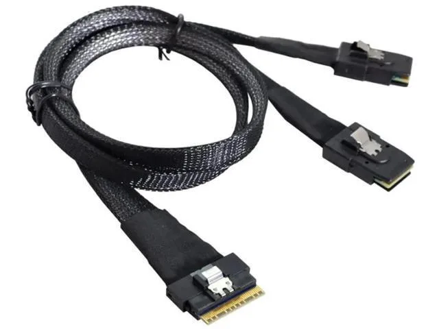 Fervit Fervit Slim SAS SFF8654 8i to Dual Mini SAS 4X SFF8087 Cable .5m 12Gbps 32AWG 10 Ohm — product photo