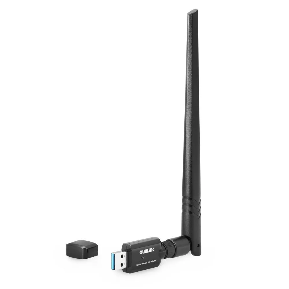 OURLINK OURLINK 1200Mbps 802.11ac Dual Band USB Wi-Fi Adapter 5dBi Antenna Black — product photo
