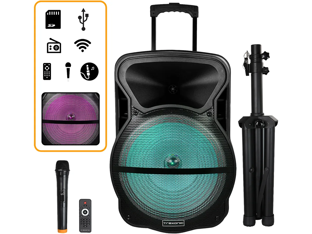 Trexonic Trexonic TRX-15D 15-inch PA speaker with tripod stand — product photo