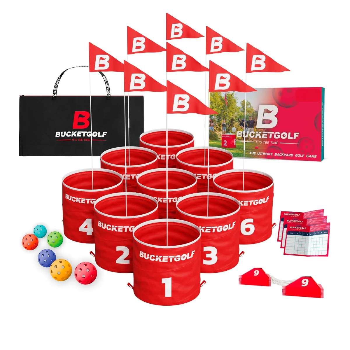 BucketGolf Game Pro 9-Hole Backyard Golf Course — product photo
