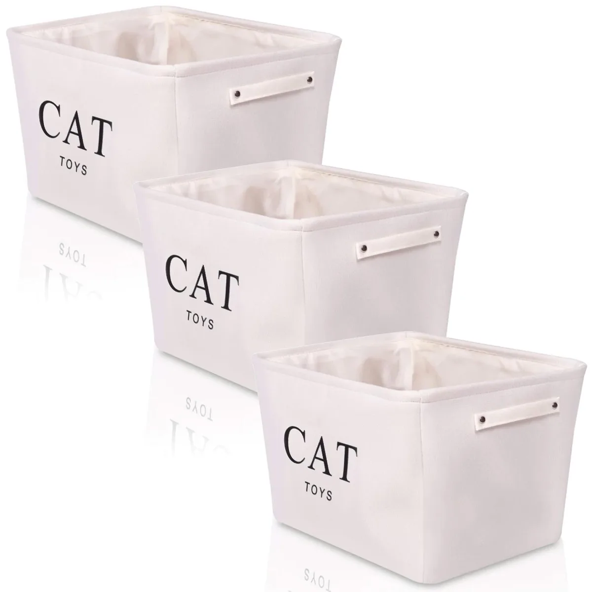 Altatac Altatac Basket-White-Cat-Toys-3Pk Bath Storage 16.5x12.5x7.5 in White Canvas 3-Pack — product photo