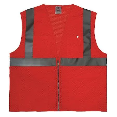 Bright orange Class 2 high-visibility vest size 5XL with silver reflective stripes and zipper front