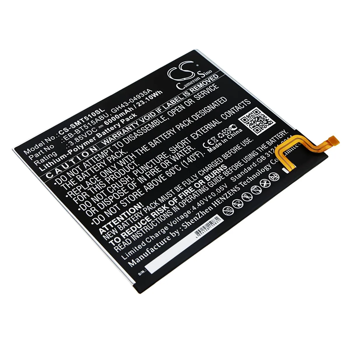 Cameron &amp; Co Cameron &amp; Co DS-CS-SMT510SL Battery for Samsung Galaxy Tab A 10.1 2019 SM-T510 T515 6000mAh Black — product photo