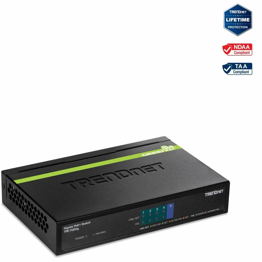 TRENDnet TRENDnet TPE-TG50g 5-Port Gigabit PoE+ Switch 31W — product photo