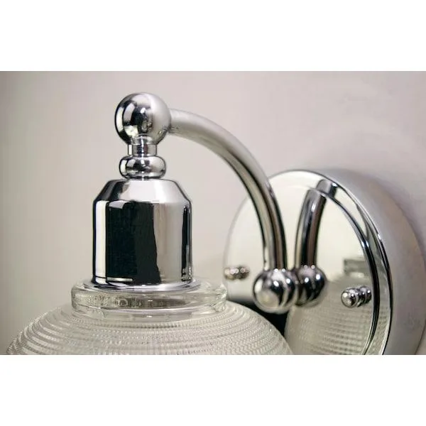 Polished chrome pendant with clear prismatic glass shade