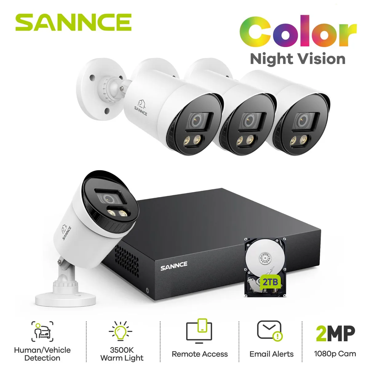SANNCE SANNCE 8 Channel DVR Kit 4 Cameras 1080P 2TB HDD — product photo