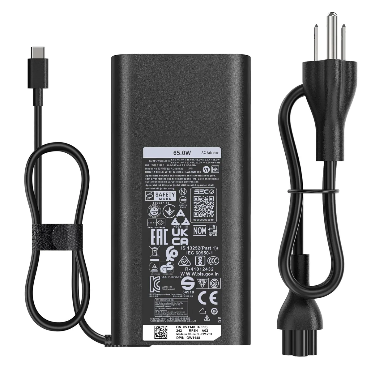  Dell 65W USB-C Power Adapter 20V 3.25A Black — product photo