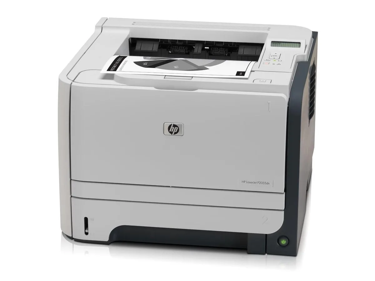 HPE HPE LaserJet P2055DN monochrome laser printer 35 ppm duplex Ethernet 300 sheets — product photo