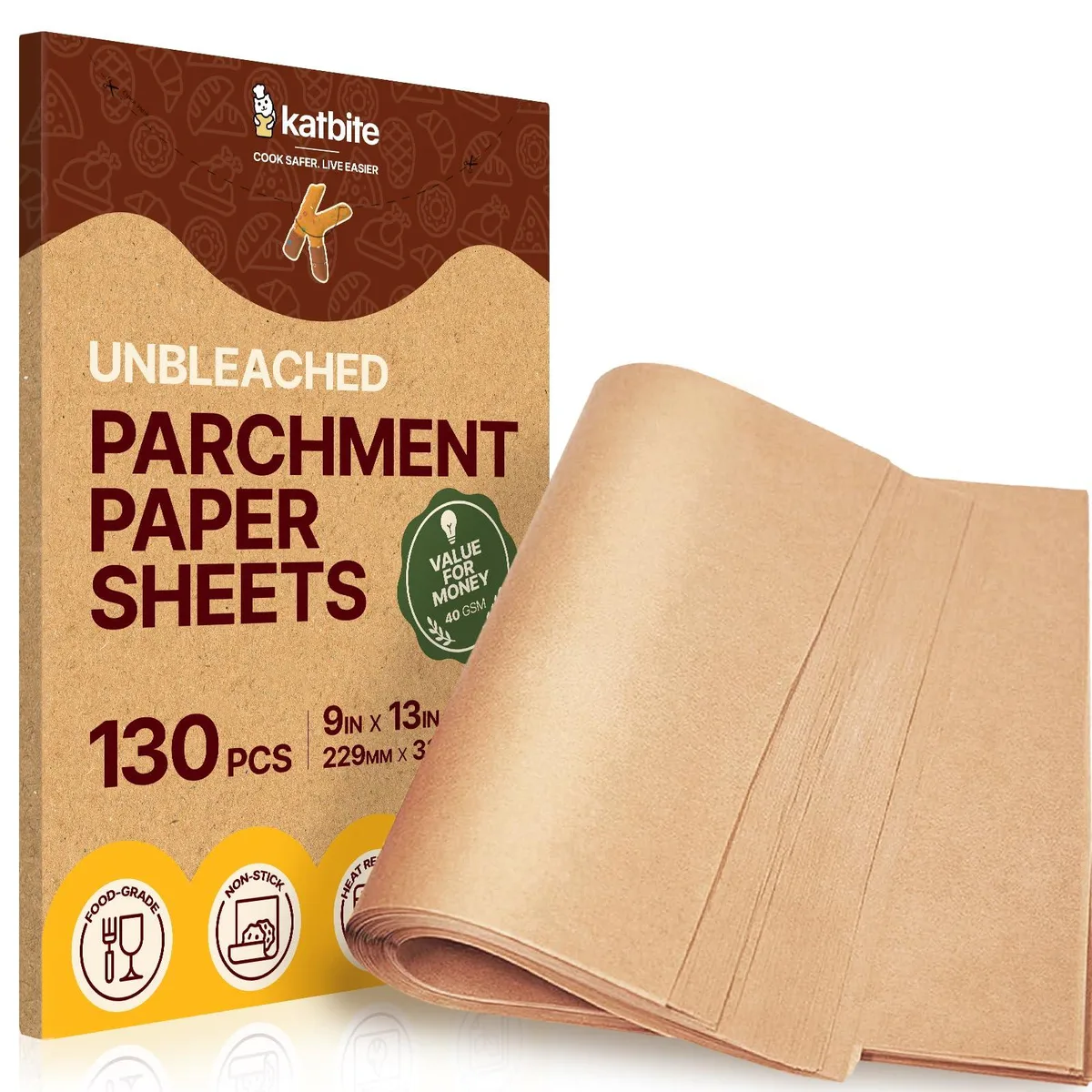 Stack of 130 unbleached parchment sheets 9x13 inch