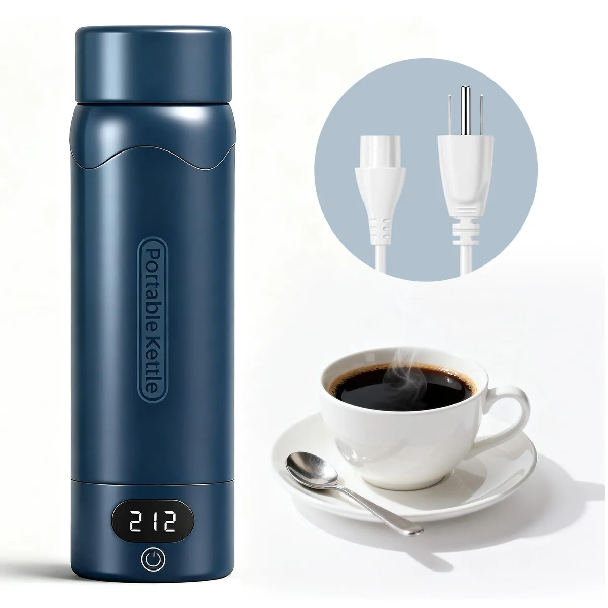  AerRoll Portable Electric Kettle YGZK-500 500ml 316 Stainless Steel Blue — product photo