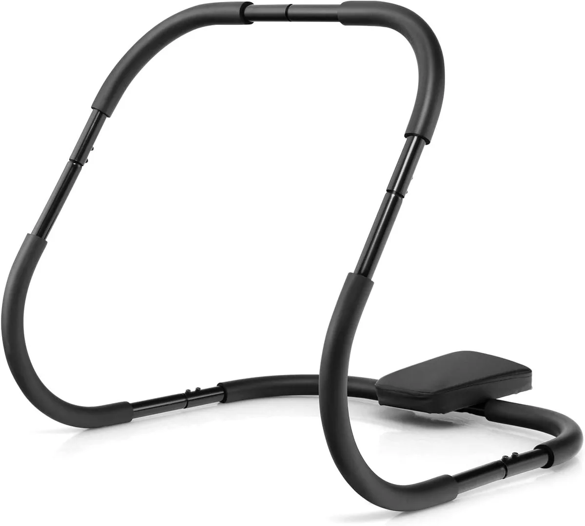 Black steel triangular frame with padded headrest and foam grips