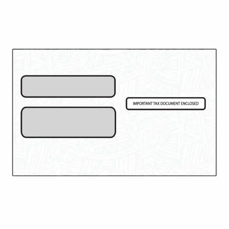White vellum envelope with two poly windows and blue tint
