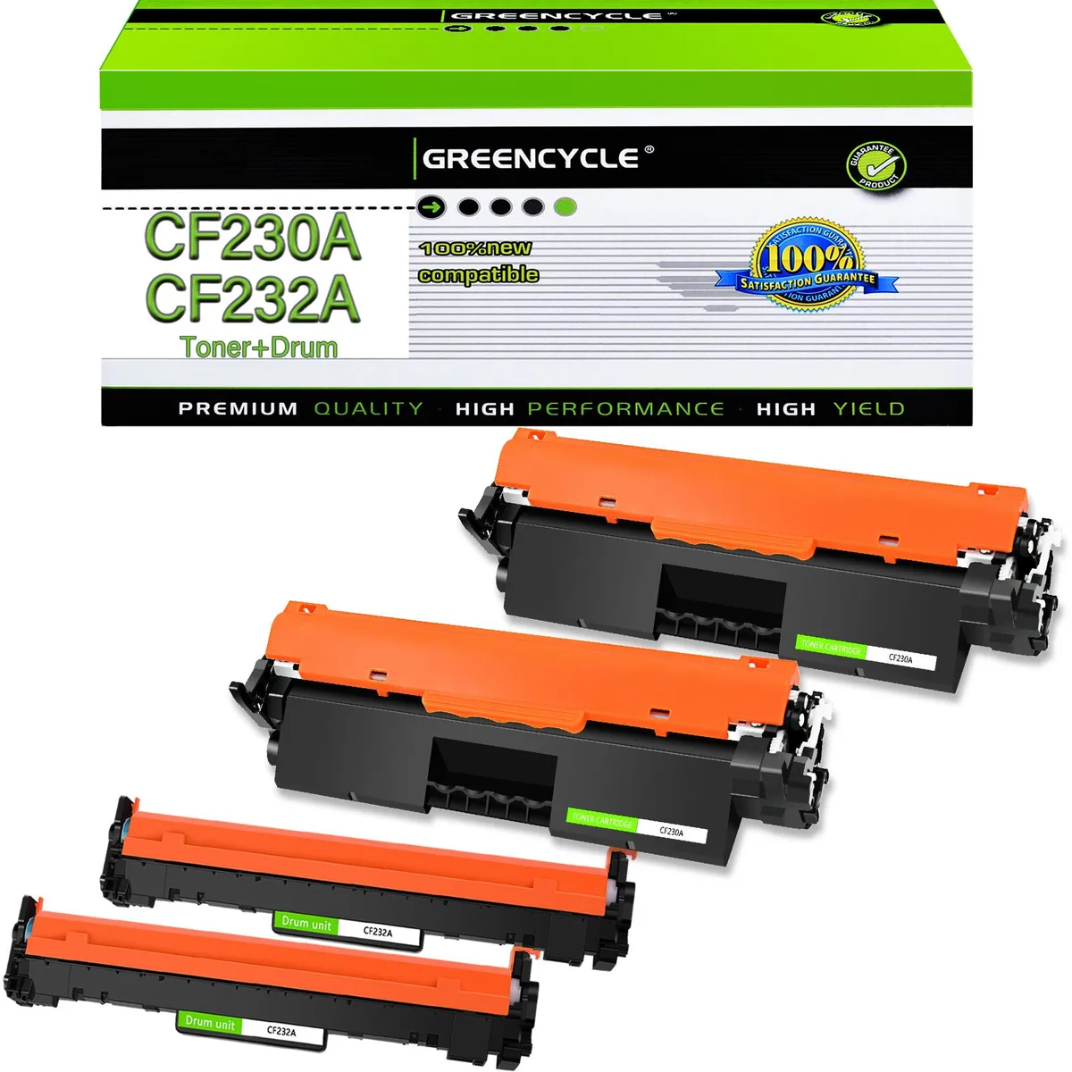 GREENCYCLE GREENCYCLE CF232A-CF230A 2-pack toner &amp; 2-pack drum — product photo