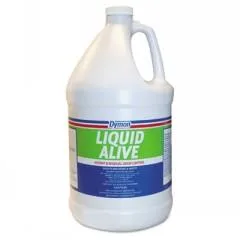 Four one-gallon bottles of Liquid Alive odor digester in a cardboard box
