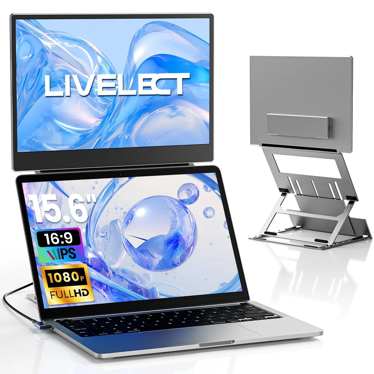 Laptomo Laptomo 15.6" Dual Portable Monitor 1080P IPS Silver — product photo