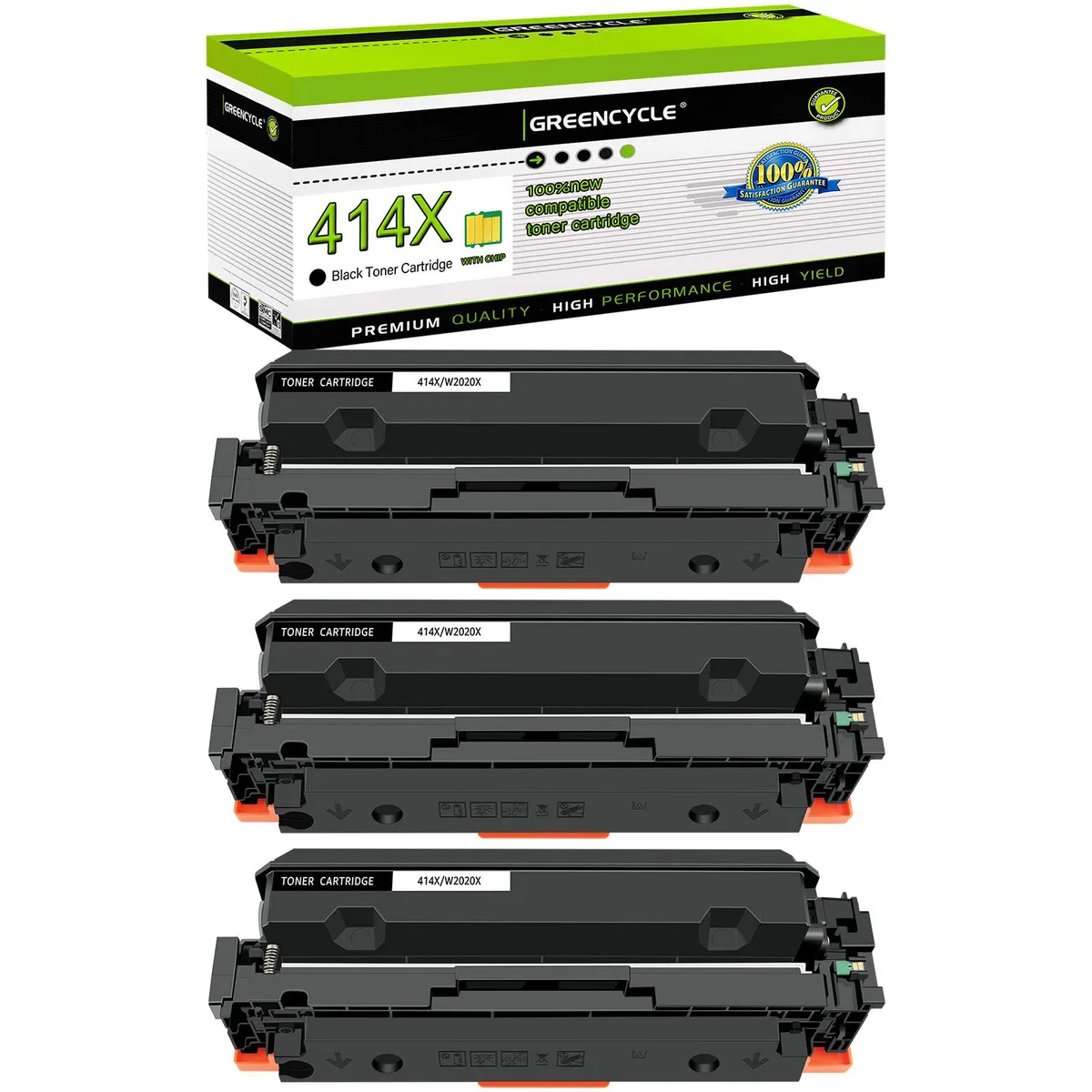 GREENCYCLE GREENCYCLE 3 Pack Black Toner Cartridge 414X W2020X 7500 pages — product photo