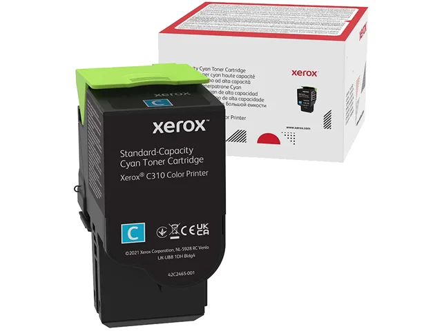 Xerox cyan toner cartridge rectangular plastic casing