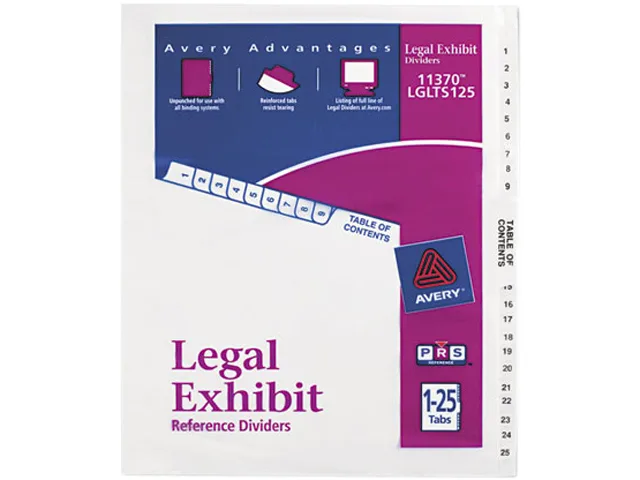 Avery Avery 11370 Index Dividers 1-25 &amp; TOC 26 tabs — product photo