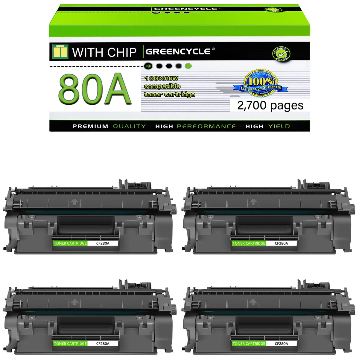 GREENCYCLE GREENCYCLE CF280A toner cartridge 4-pack black 2700 pages — product photo