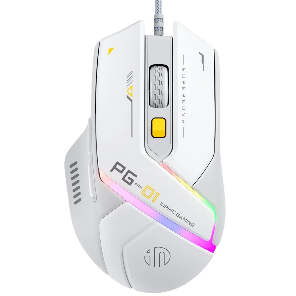 INPHIC PG1 Wired Gaming Mouse 12800 DPI 6 Buttons White Gray — product photo