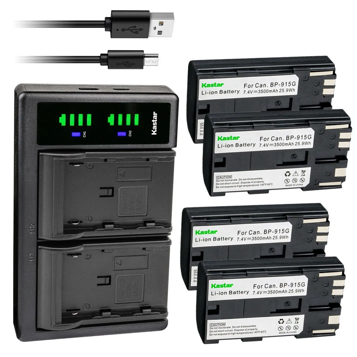 Kastar Kastar BP-915G 4-battery pack with LTD2 USB charger — product photo